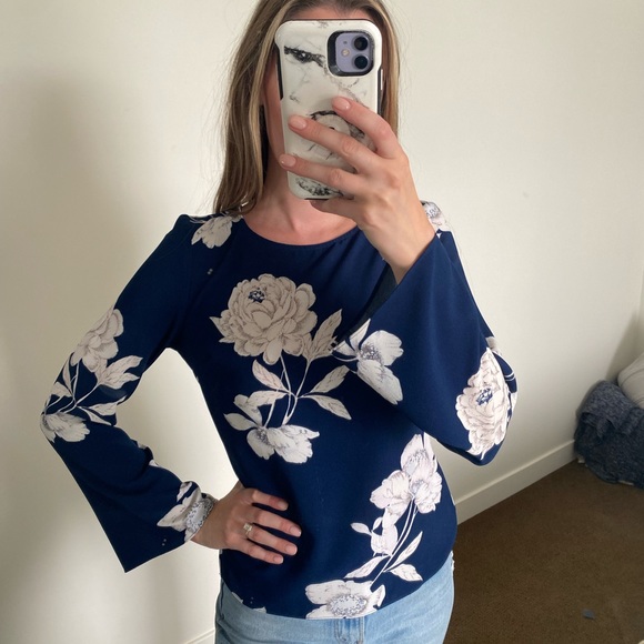 Dynamite - Blue Floral Blouse - Picture 2 of 3